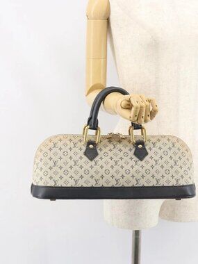 LOUIS VUITTON Monogram Mini Alma Ron Hand Bag Blue M92205 LV Auth BA8595